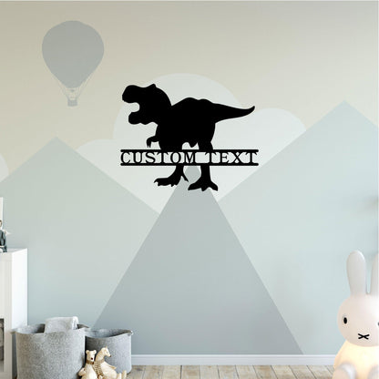 Dinosaur T-Rex Personalized Name Metal Art Wall Sign - Mallard Moon Gift Shop