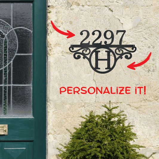 Initial Address Monogram Personalized Indoor Outdoor Steel Wall Sign Art - Mallard Moon Gift Shop
