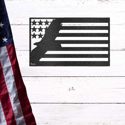 USA Flag Eagle Indoor Outdoor Steel Wall Sign Art - Mallard Moon Gift Shop