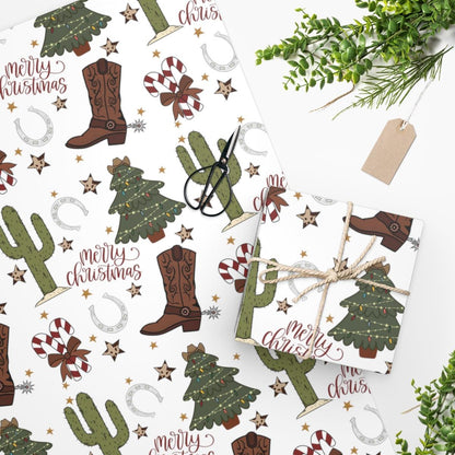Cowboy Christmas Wrapping Paper - Mallard Moon Gift Shop