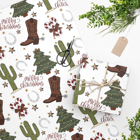 Cowboy Christmas Wrapping Paper - Mallard Moon Gift Shop