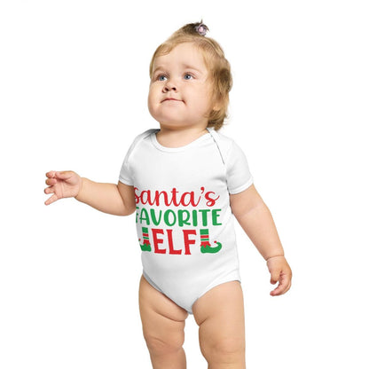 Santa's Favorite Elf Short Sleeve Baby Bodysuit - Mallard Moon Gift Shop