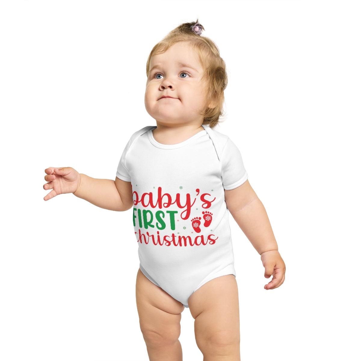 Baby's First Christmas Short Sleeve Baby Bodysuit - Mallard Moon Gift Shop