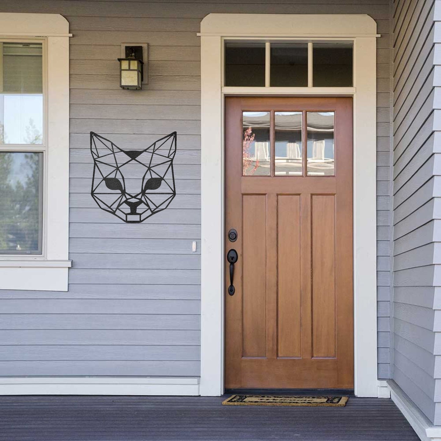 Cat Geometric Indoor Outdoor Steel Wall Sign