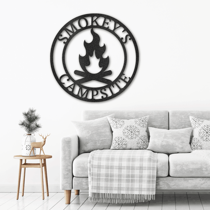 Campfire Custom Monogram Indoor Outdoor Steel Wall Sign Metal Art Home Décor - Mallard Moon Gift Shop