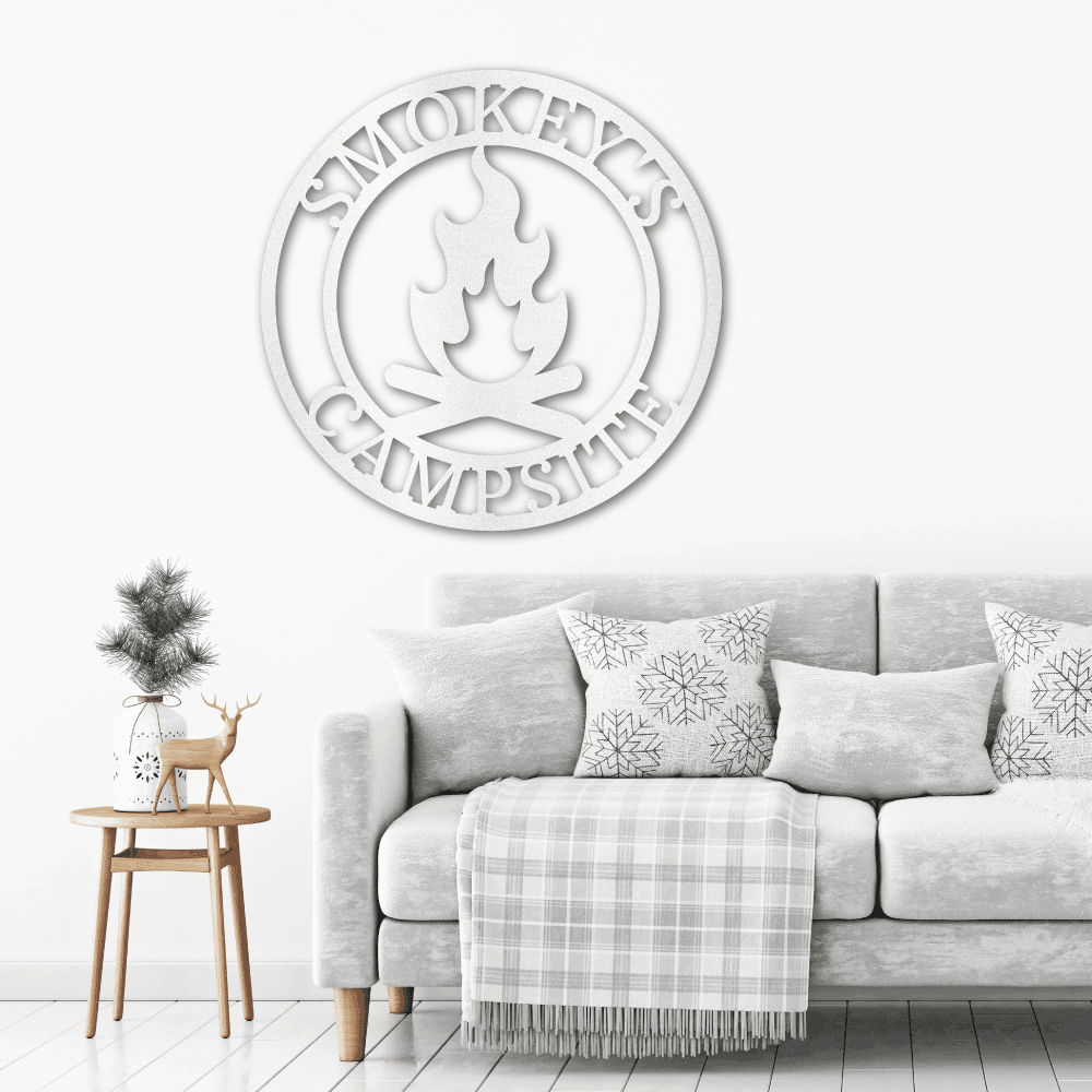 Campfire Custom Monogram Indoor Outdoor Steel Wall Sign Metal Art Home Décor - Mallard Moon Gift Shop