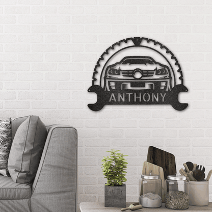 Personalized Classic Car Monogram Indoor Outdoor Steel Wall Sign - Mallard Moon Gift Shop