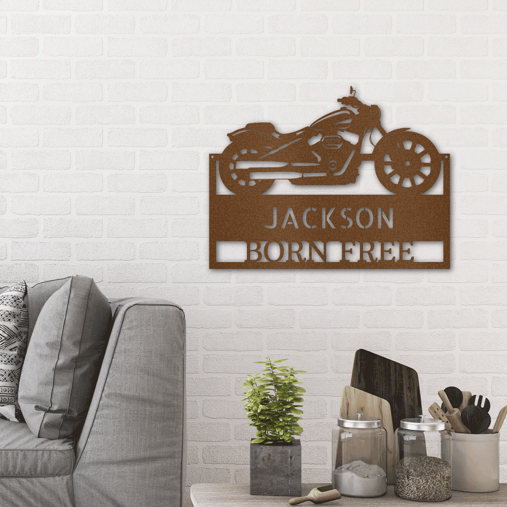 Motorcycle Shop Custom Name Indoor Outdoor Steel Wall Sign - Mallard Moon Gift Shop