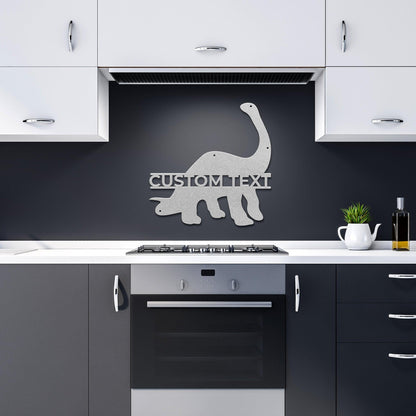 Dinosaur Brachiosaurus Personalized Metal Wall Art Sign - Mallard Moon Gift Shop