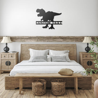 Dinosaur T-Rex Personalized Name Metal Art Wall Sign - Mallard Moon Gift Shop