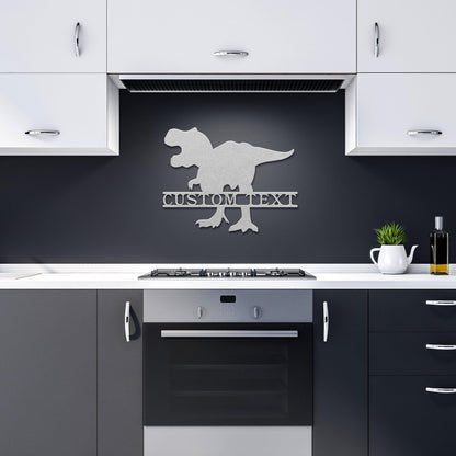 Dinosaur T-Rex Personalized Name Metal Art Wall Sign - Mallard Moon Gift Shop