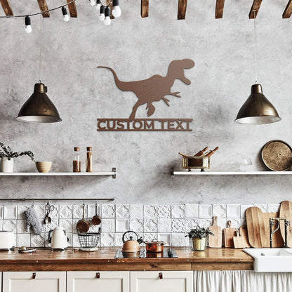 Dinosaur Tyrannosaurus Rex Custom Name Metal Wall Sign - Mallard Moon Gift Shop