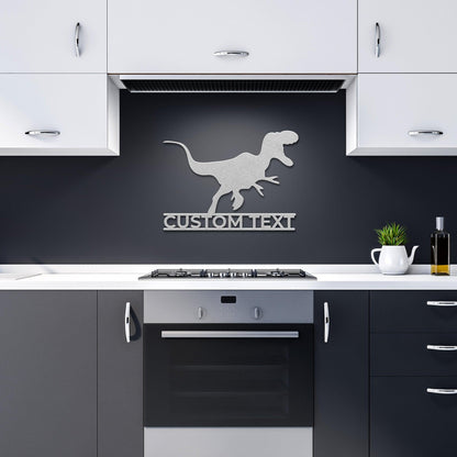 Dinosaur Tyrannosaurus Rex Custom Name Metal Wall Sign - Mallard Moon Gift Shop