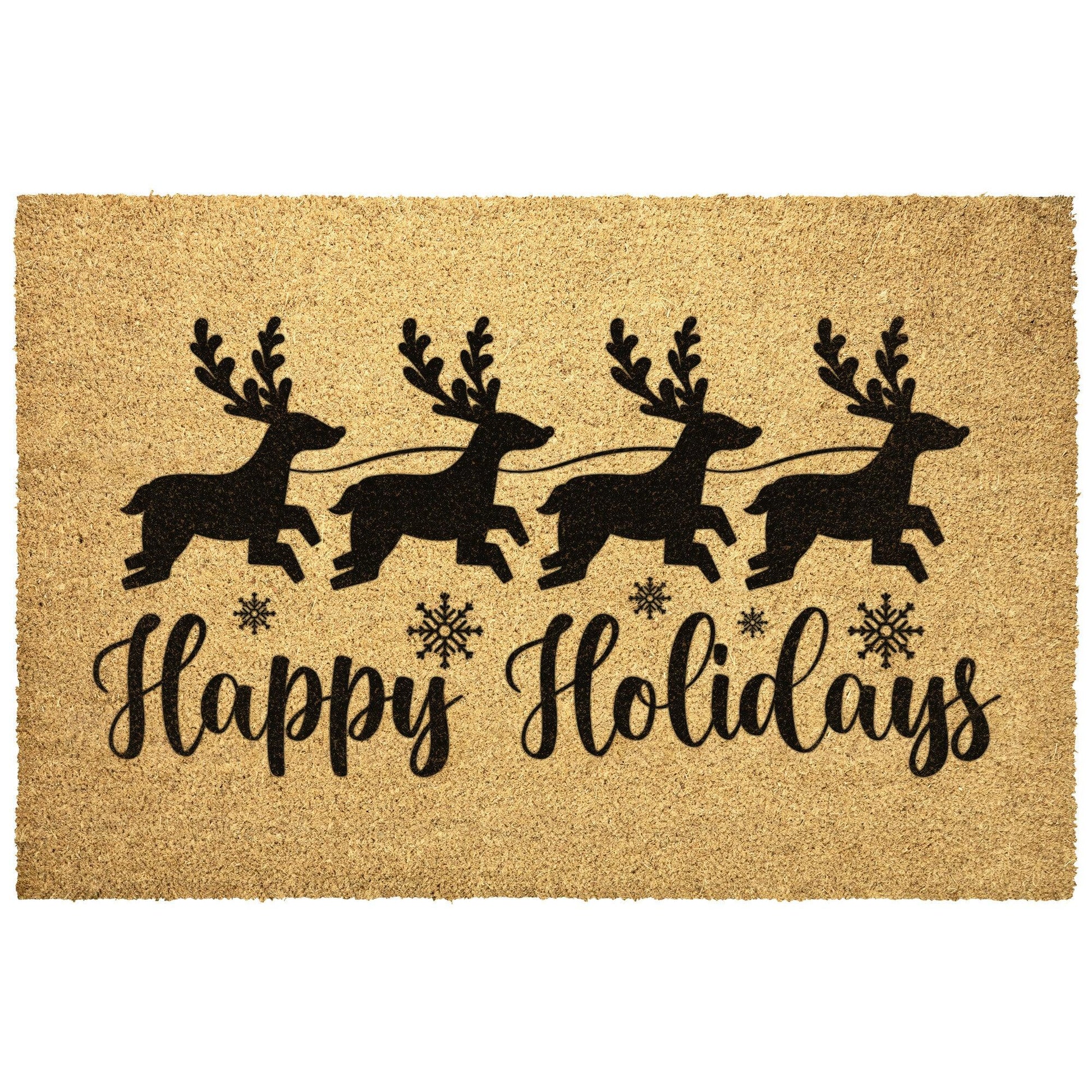 Happy Holidays Reindeer Outdoor Mat - Mallard Moon Gift Shop