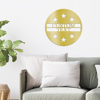 Personalized Six Star Round Metal Art Wall Sign - Mallard Moon Gift Shop