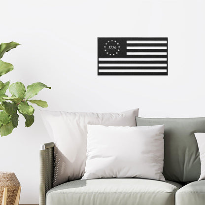 Patriotic Gift 1776 USA Flag Metal Art Wall Sign - Mallard Moon Gift Shop