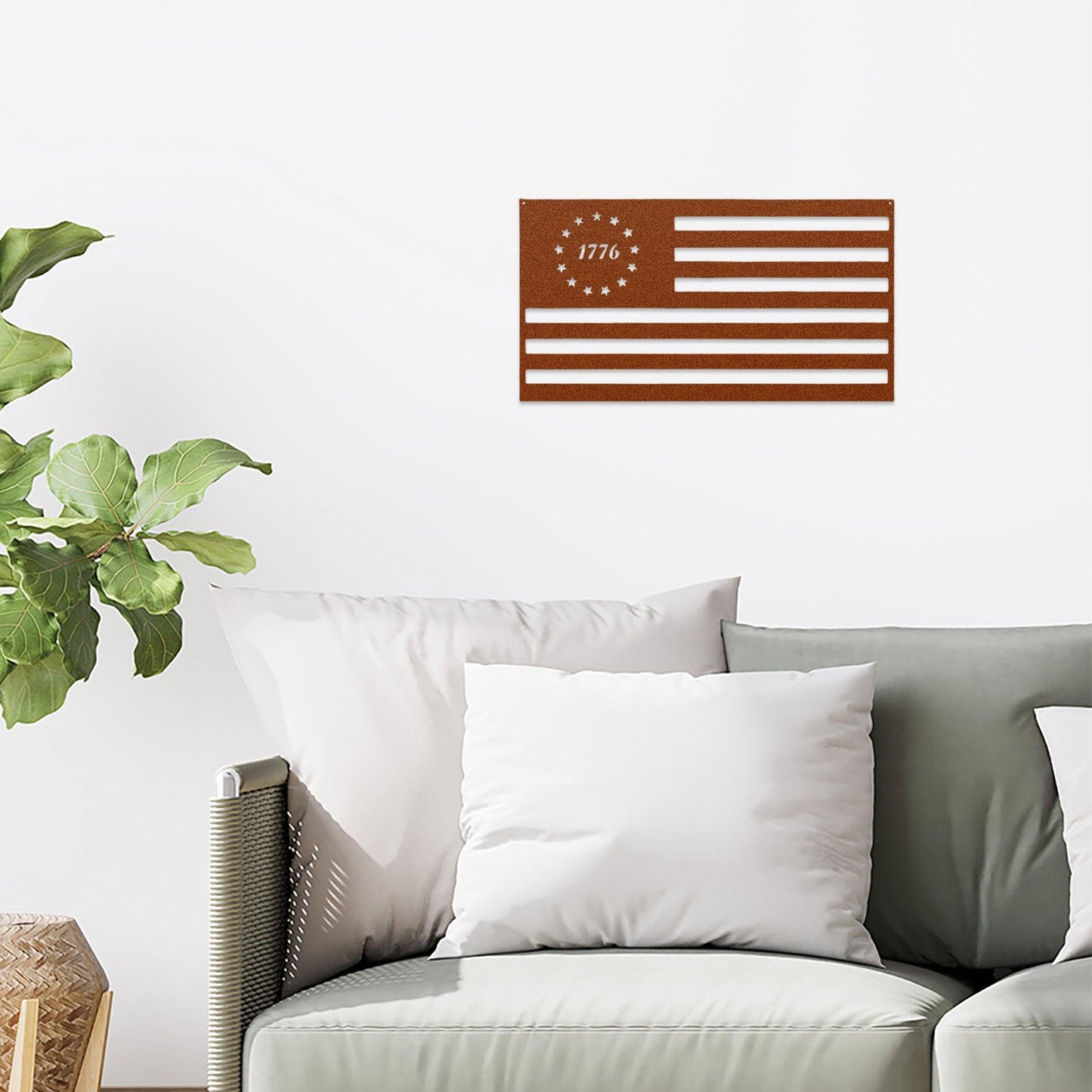 Patriotic Gift 1776 USA Flag Metal Art Wall Sign - Mallard Moon Gift Shop