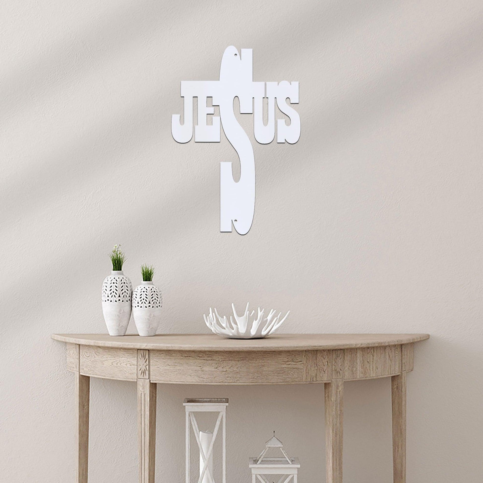 Jesus Cross Metal Art Steel Sign - Mallard Moon Gift Shop