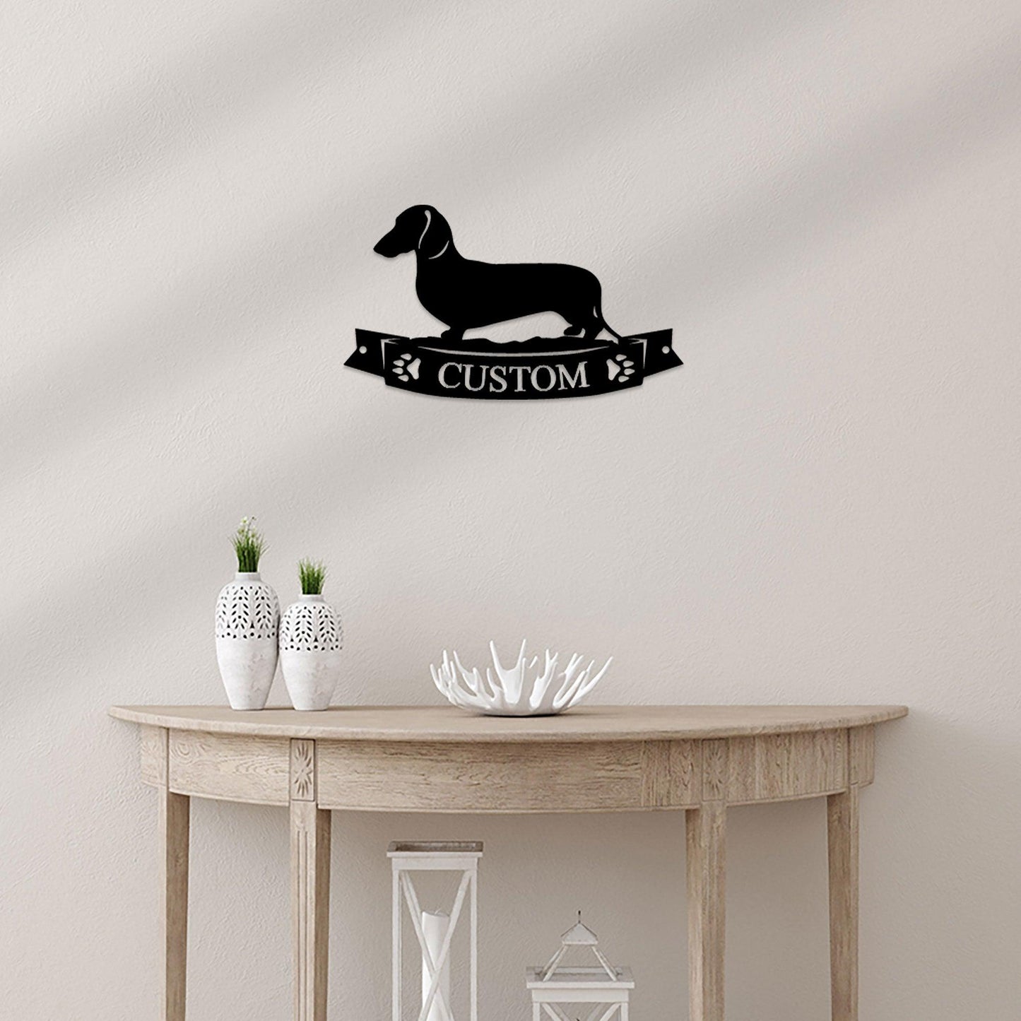 Dachshund Banner Monogram - Steel Sign - Mallard Moon Gift Shop