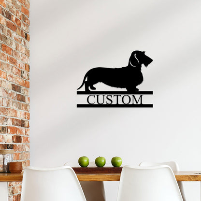 Dachshund Monogram Custom Indoor Outdoor Steel Wall Sign - Mallard Moon Gift Shop