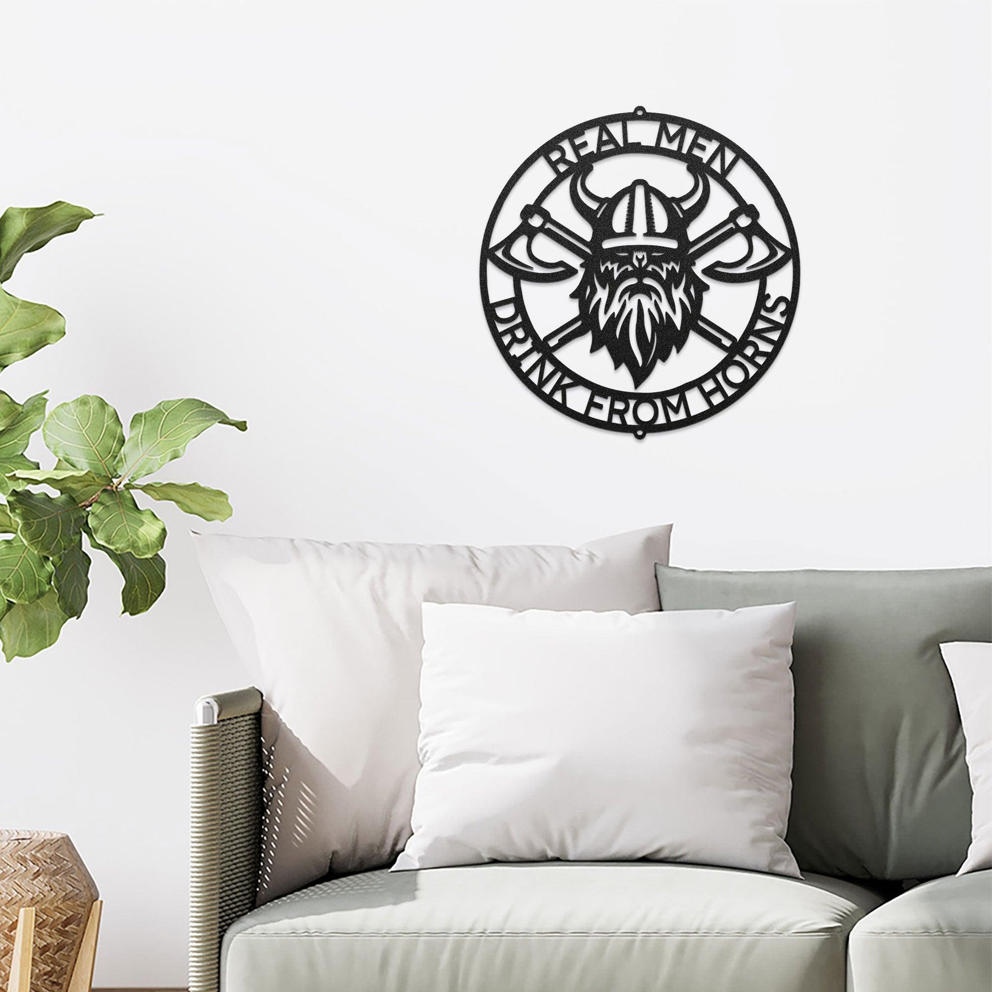 Viking Battle Axe Ring Monogram Personalized Name Indoor Outdoor Steel Wall Sign Metal Art - Mallard Moon Gift Shop