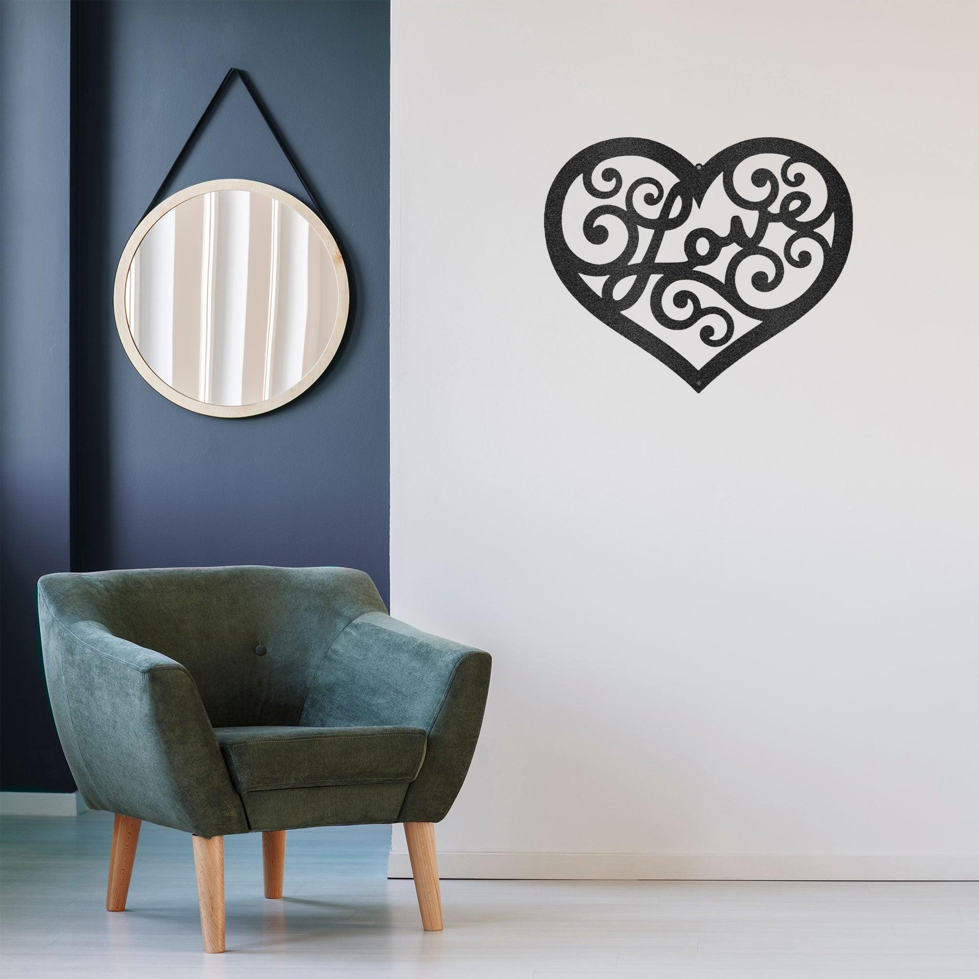 Love Heart Swirl Metal Wall Art - Mallard Moon Gift Shop