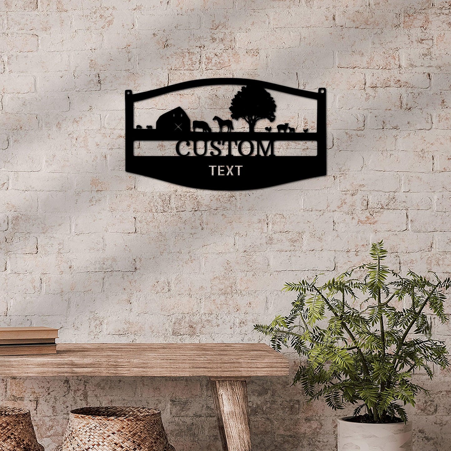 Farm Scene Custom Name Indoor Outdoor Monogram Steel Wall Sign - Mallard Moon Gift Shop