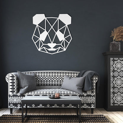 Panda Bear Geometric Head Metal Art Wall Sign - Mallard Moon Gift Shop