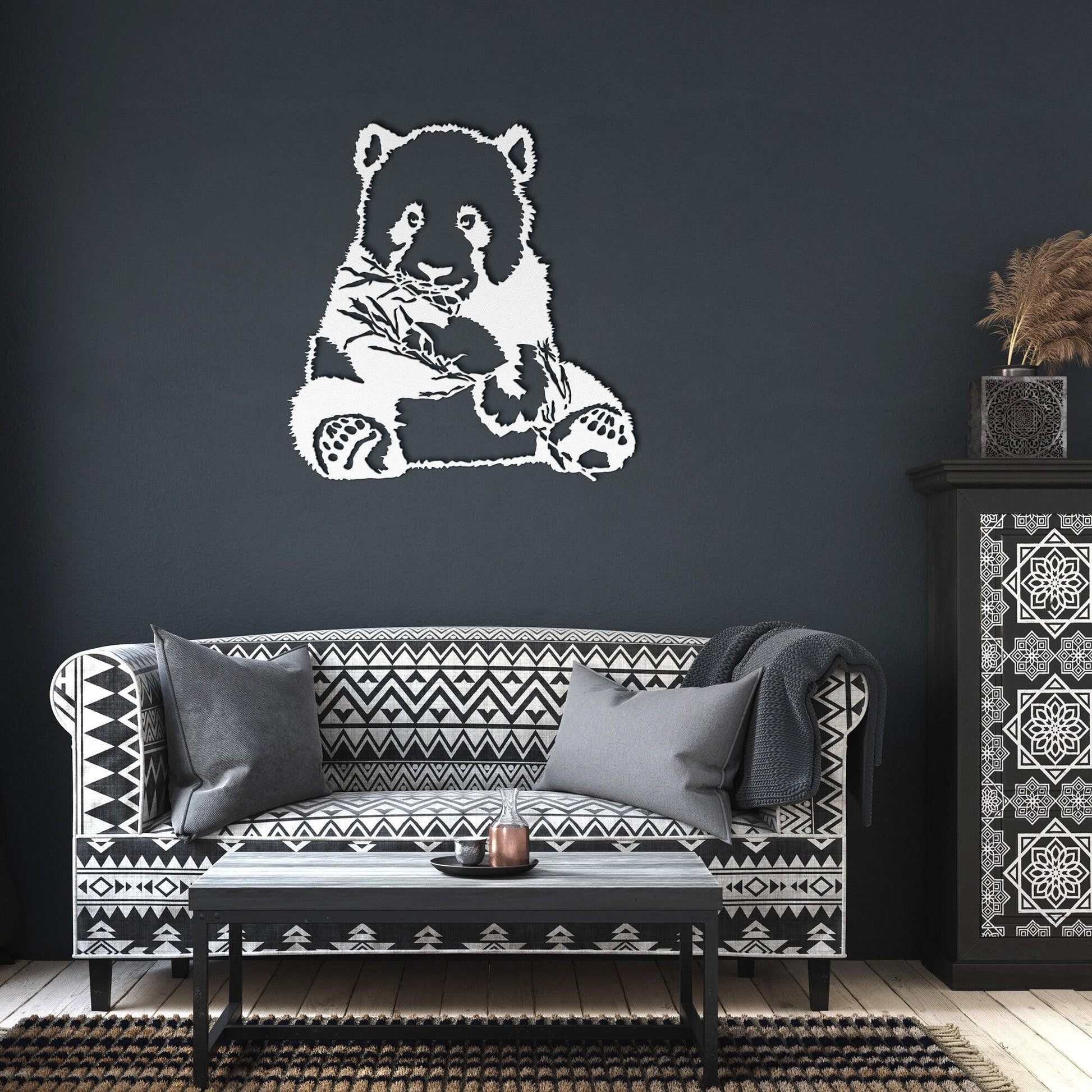 Panda Bear Metal Wall Art - Mallard Moon Gift Shop