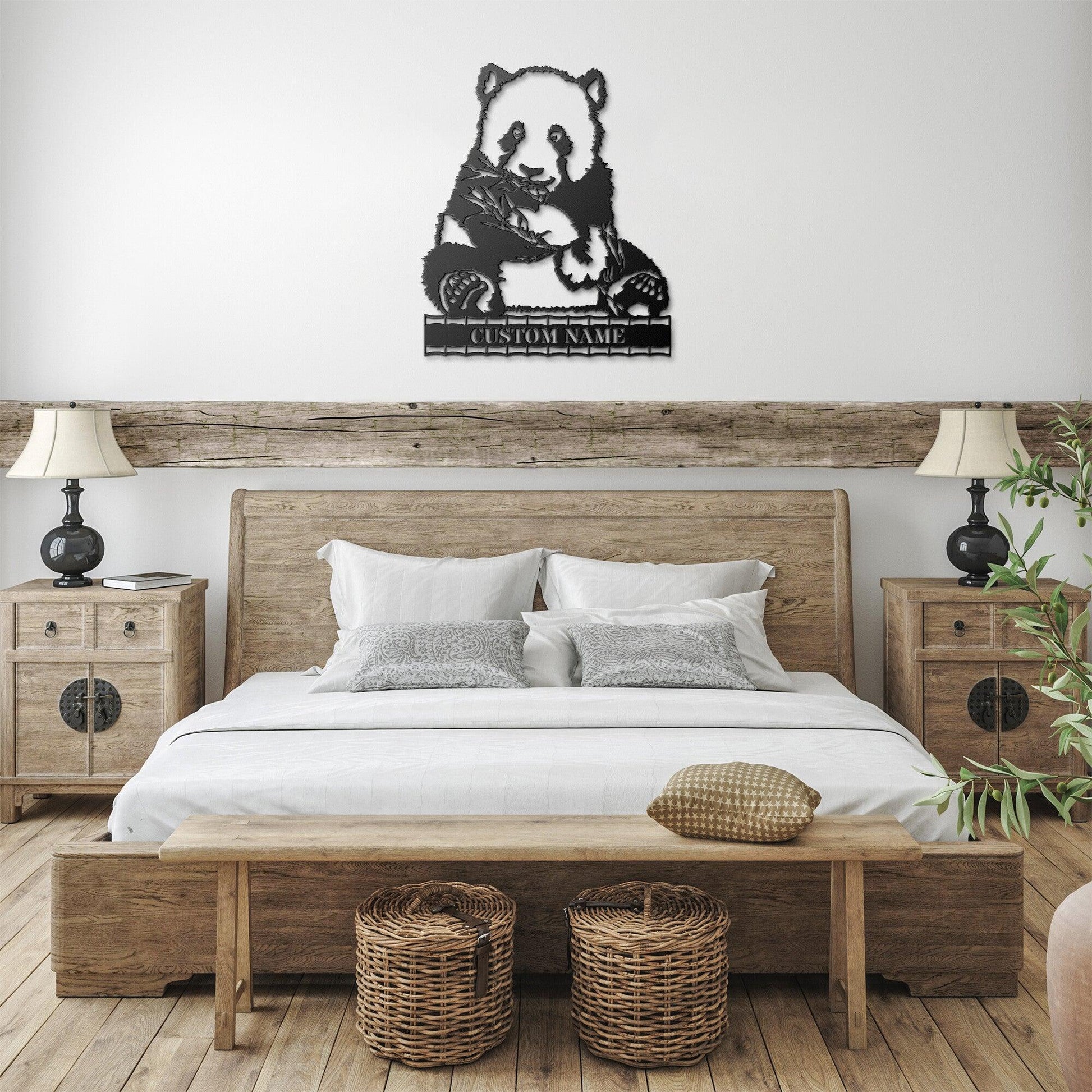 Panda Bear Personalized Metal Art Wall Sign - Mallard Moon Gift Shop