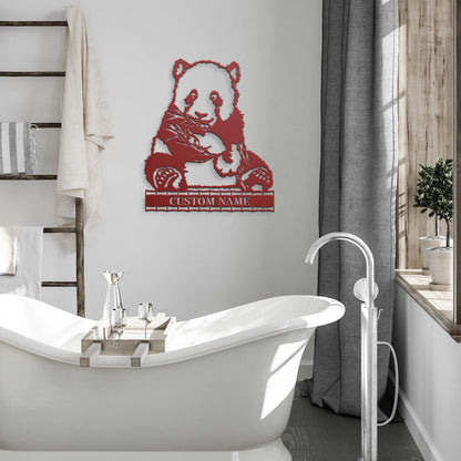 Panda Bear Personalized Metal Art Wall Sign - Mallard Moon Gift Shop
