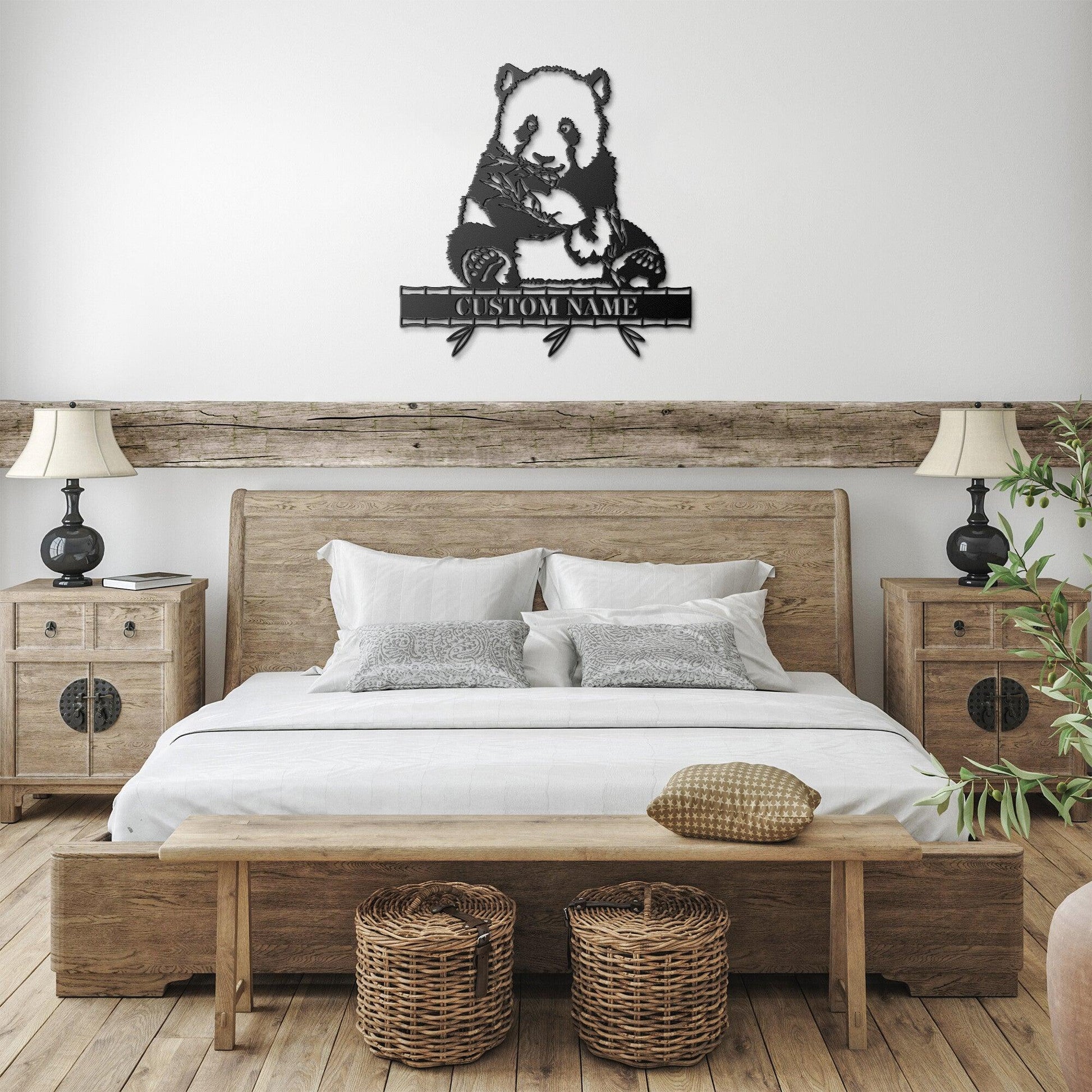 Personalized Panda Bear Metal Wall Sign Art - Mallard Moon Gift Shop
