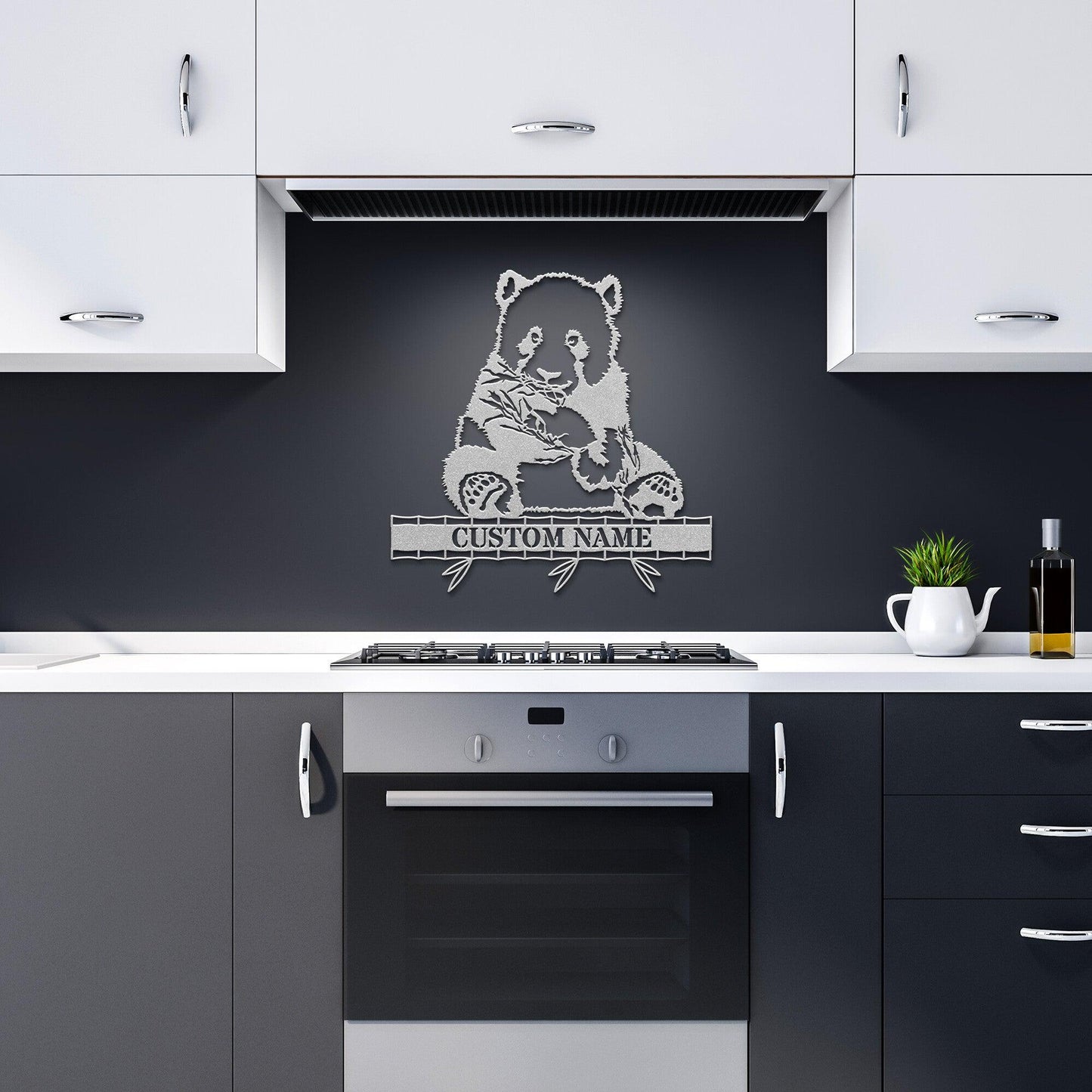 Personalized Panda Bear Metal Wall Sign Art - Mallard Moon Gift Shop