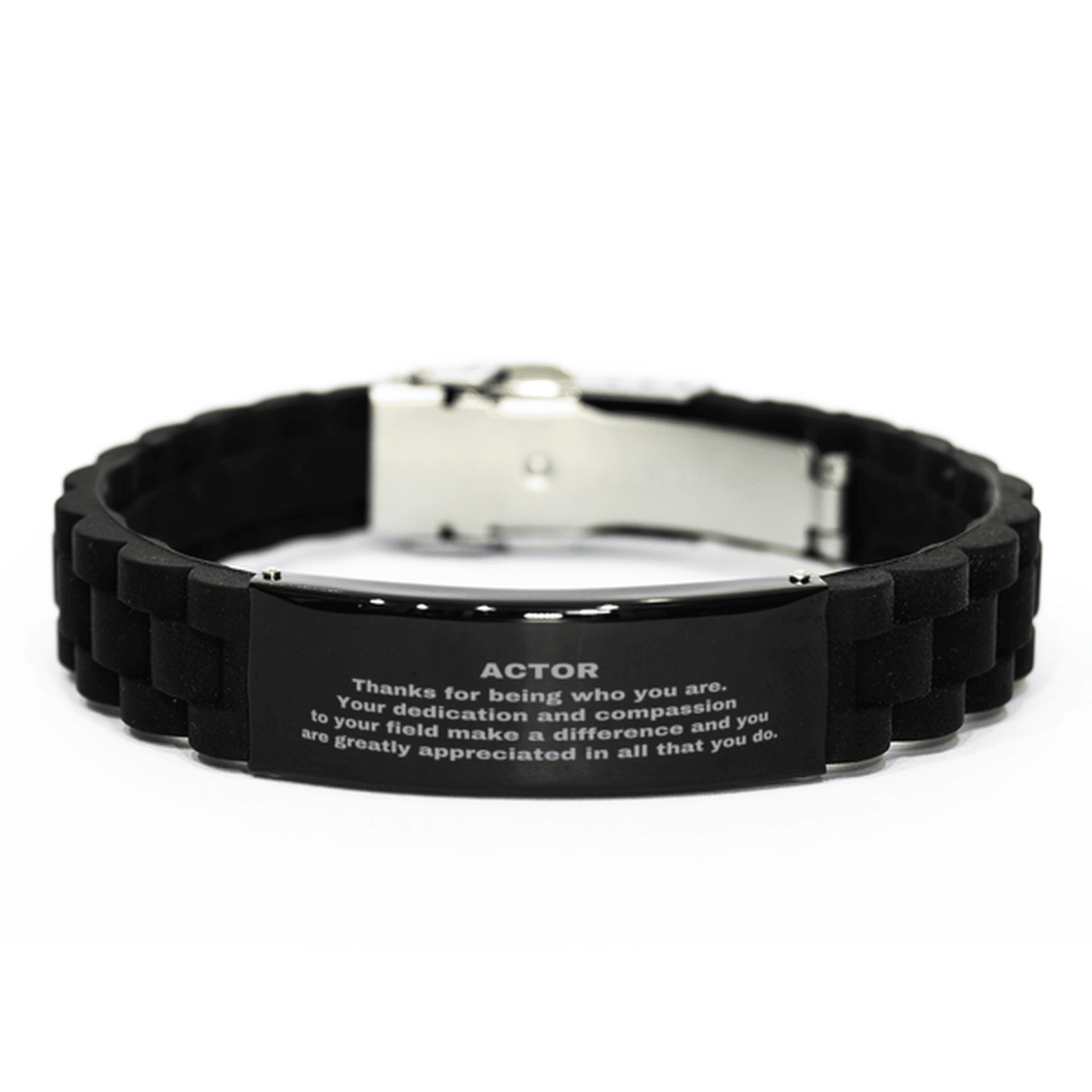 Actor Black Glidelock Clasp Engraved Bracelet - Thanks for being who you are - Birthday Christmas Jewelry Gifts Coworkers Colleague Boss - Mallard Moon Gift Shop