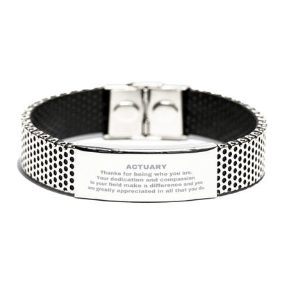 Actuary Silver Shark Mesh Stainless Steel Engraved Bracelet - Thanks for being who you are - Birthday Christmas Jewelry Gifts Coworkers Colleague Boss - Mallard Moon Gift Shop