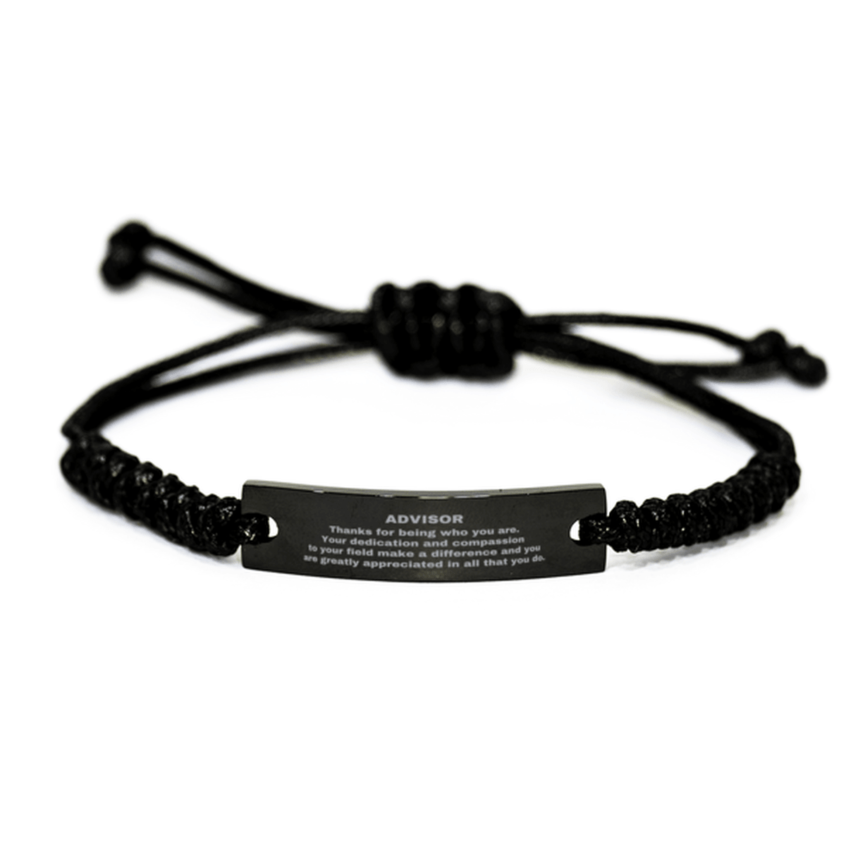 Advisor Black Braided Leather Rope Engraved Bracelet - Thanks for being who you are - Birthday Christmas Jewelry Gifts Coworkers Colleague Boss - Mallard Moon Gift Shop