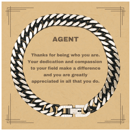 Agent Cuban Link Chain Bracelet - Thanks for being who you are - Birthday Christmas Jewelry Gifts Coworkers Colleague Boss - Mallard Moon Gift Shop