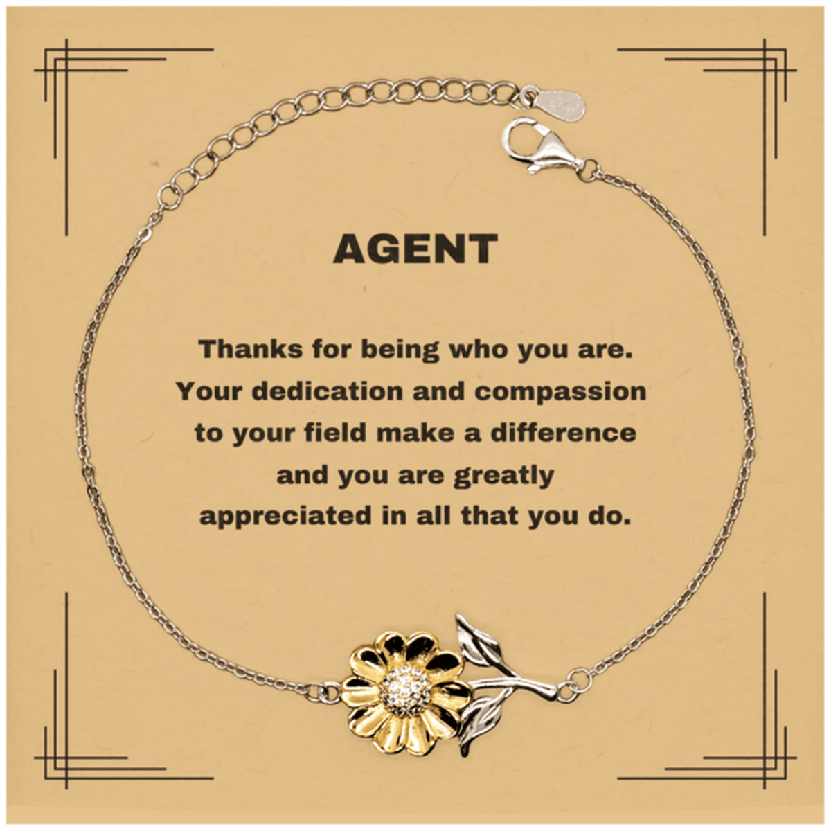 Agent Sunflower Bracelet - Thanks for being who you are - Birthday Christmas Jewelry Gifts Coworkers Colleague Boss - Mallard Moon Gift Shop