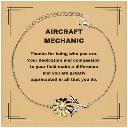 Aircraft Mechanic Sunflower Bracelet - Thanks for being who you are - Birthday Christmas Jewelry Gifts Coworkers Colleague Boss - Mallard Moon Gift Shop
