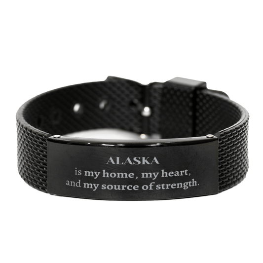 Alaska is my home Gifts, Lovely Alaska Birthday Christmas Black Shark Mesh Bracelet For People from Alaska, Men, Women, Friends - Mallard Moon Gift Shop