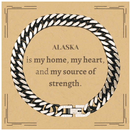 Alaska is my home Gifts, Lovely Alaska Birthday Christmas Cuban Link Chain Bracelet For People from Alaska, Men, Women, Friends - Mallard Moon Gift Shop