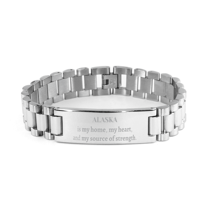 Alaska is my home Gifts, Lovely Alaska Birthday Christmas Ladder Stainless Steel Bracelet For People from Alaska, Men, Women, Friends - Mallard Moon Gift Shop