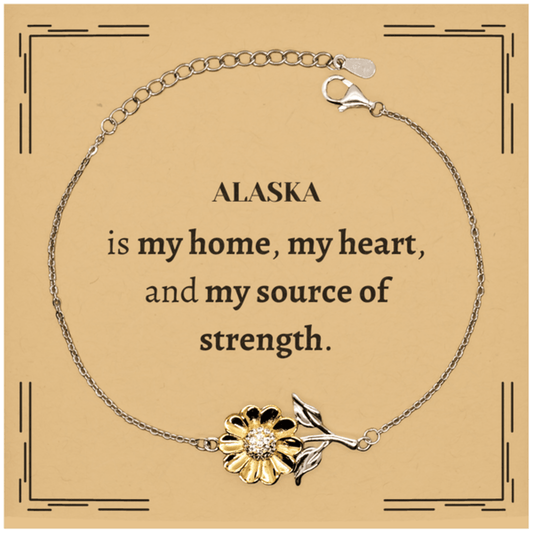 Alaska is my home Gifts, Lovely Alaska Birthday Christmas Sunflower Bracelet For People from Alaska, Men, Women, Friends - Mallard Moon Gift Shop