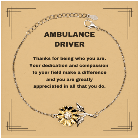 Ambulance Driver Sunflower Bracelet - Thanks for being who you are - Birthday Christmas Jewelry Gifts Coworkers Colleague Boss - Mallard Moon Gift Shop