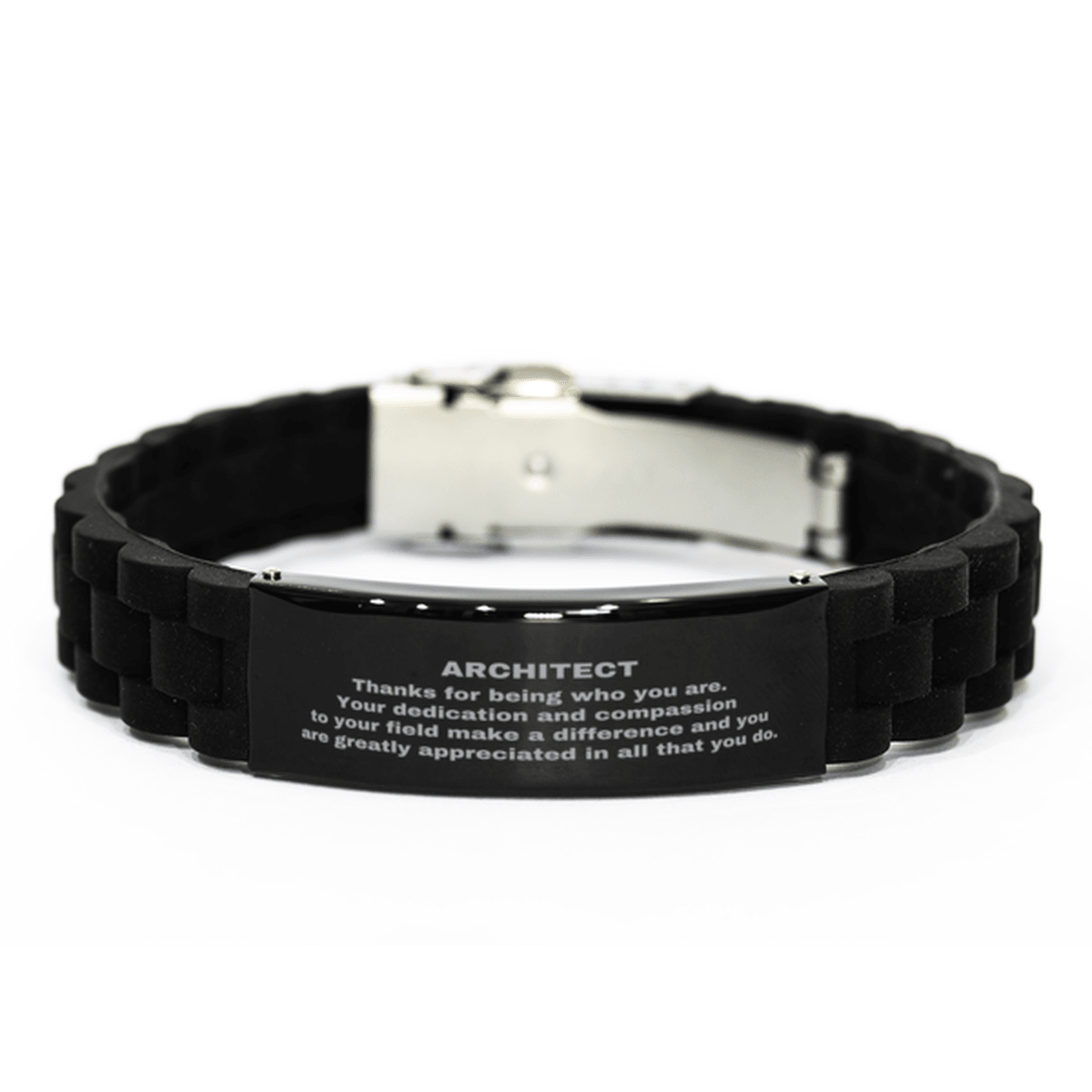 Architect Black Glidelock Clasp Engraved Bracelet - Thanks for being who you are - Birthday Christmas Jewelry Gifts Coworkers Colleague Boss - Mallard Moon Gift Shop