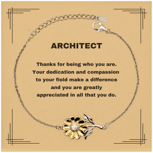 Architect Sunflower Bracelet - Thanks for being who you are - Birthday Christmas Jewelry Gifts Coworkers Colleague Boss - Mallard Moon Gift Shop