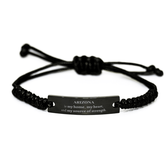 Arizona is my home Gifts, Lovely Arizona Birthday Christmas Black Rope Bracelet For People from Arizona, Men, Women, Friends - Mallard Moon Gift Shop