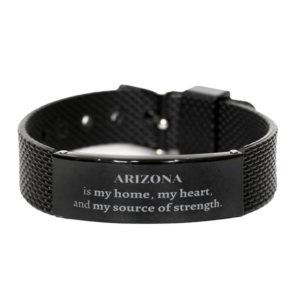 Arizona is my home Gifts, Lovely Arizona Birthday Christmas Black Shark Mesh Bracelet For People from Arizona, Men, Women, Friends - Mallard Moon Gift Shop