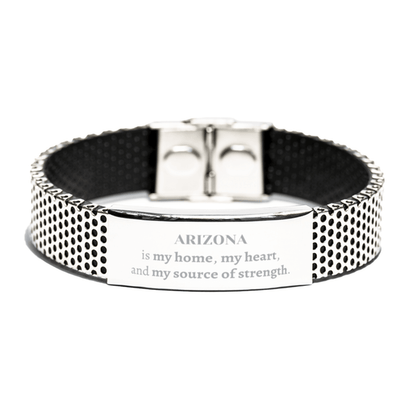 Arizona is my home Gifts, Lovely Arizona Birthday Christmas Stainless Steel Bracelet For People from Arizona, Men, Women, Friends - Mallard Moon Gift Shop