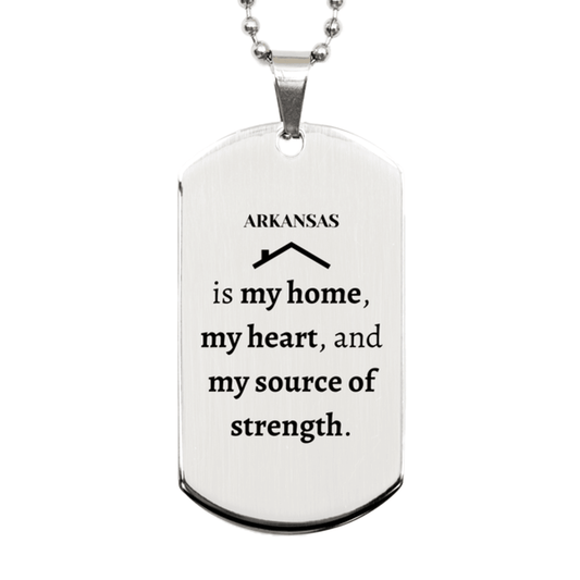 Arkansas is my home Gifts, Lovely Arkansas Birthday Christmas Silver Dog Tag For People from Arkansas, Men, Women, Friends - Mallard Moon Gift Shop